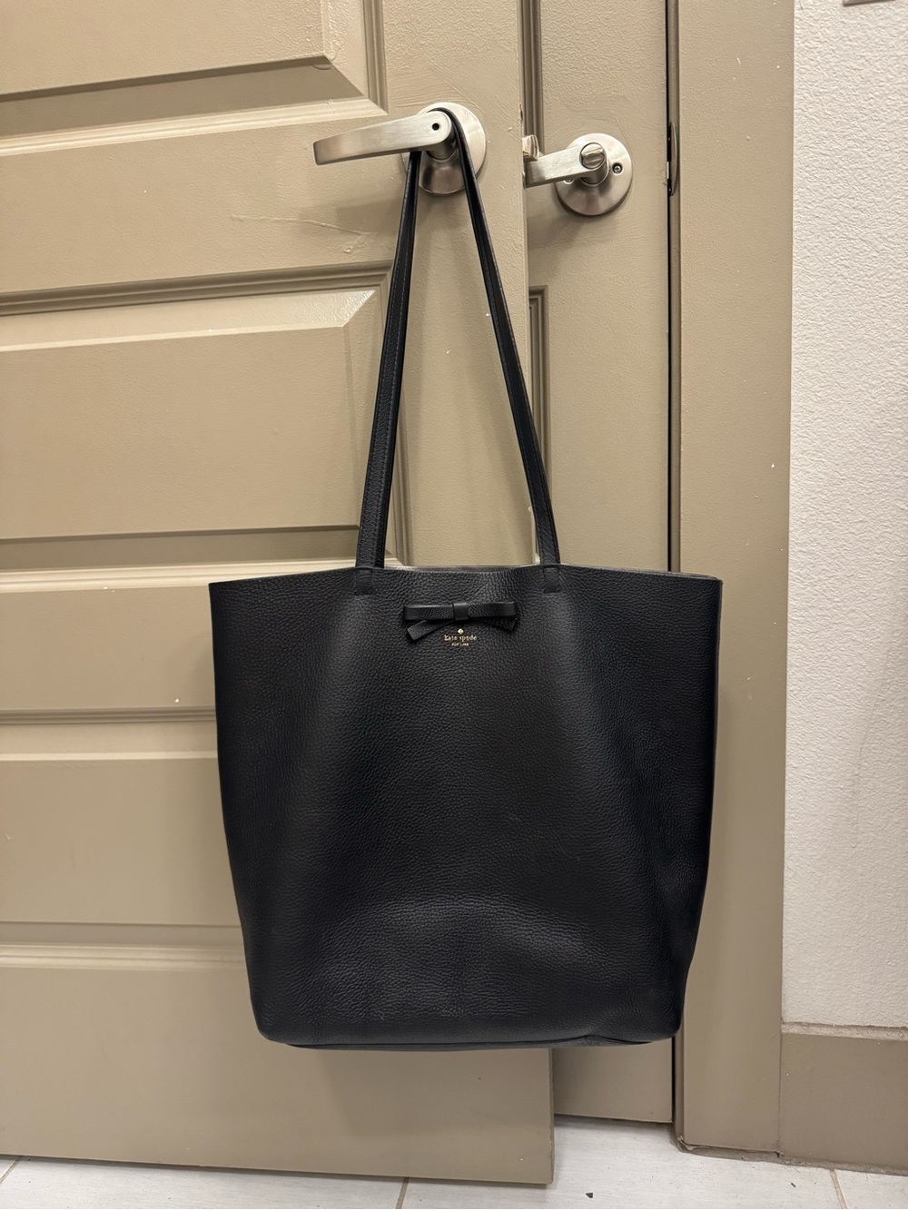 Vintage kate spade Black Leather Tote with Bow Accent